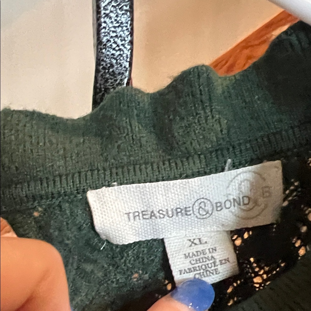 Treasure & Bond Forest Green Ruffled Mock Neck Sweater - Picture 2 of 10